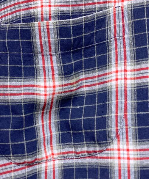 VINTAGE（ヴィンテージ）VINTAGE (ヴィンテージ) 60's~レーヨンループカラーチェックシャツ/1960s-era Rayon Loop-Collar Check Shirt レッド×ネイビー サイズ:Mの古着・服飾アイテム