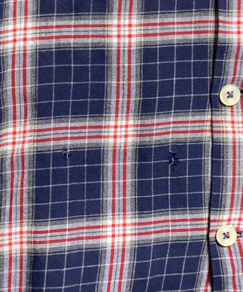 VINTAGE（ヴィンテージ）VINTAGE (ヴィンテージ) 60's~レーヨンループカラーチェックシャツ/1960s-era Rayon Loop-Collar Check Shirt レッド×ネイビー サイズ:Mの古着・服飾アイテム
