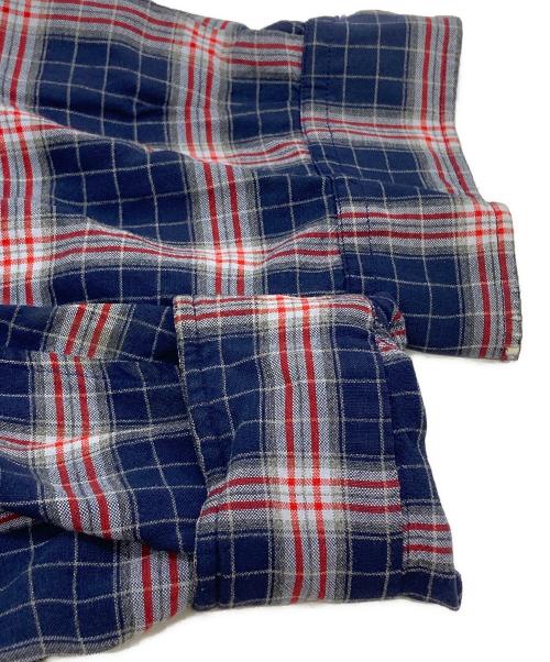 VINTAGE（ヴィンテージ）VINTAGE (ヴィンテージ) 60's~レーヨンループカラーチェックシャツ/1960s-era Rayon Loop-Collar Check Shirt レッド×ネイビー サイズ:Mの古着・服飾アイテム