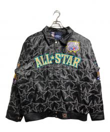 JH Design（ジェイエイチデザイン）の古着「00'S ワッペンレザースタジャン/Leather Varsity Jacket with Patches」｜ブラック
