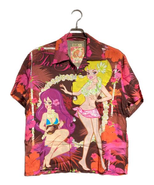 Sun Surf（サンサーフ）Sun Surf (サンサーフ) KEONI OF HAWAII TARA GIRLS ALOHA SHIRTS/アロハシャツ オレンジ×ブラウン サイズ:Sの古着・服飾アイテム