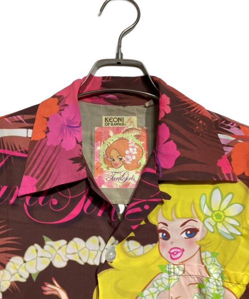 Sun Surf（サンサーフ）Sun Surf (サンサーフ) KEONI OF HAWAII TARA GIRLS ALOHA SHIRTS/アロハシャツ オレンジ×ブラウン サイズ:Sの古着・服飾アイテム