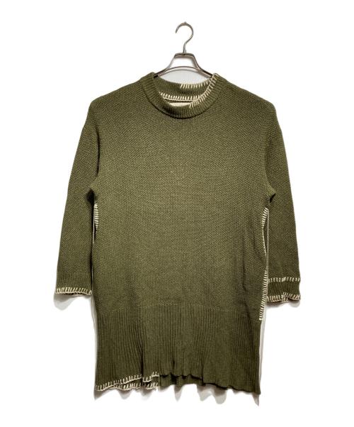 OUAT（オーユーエーティー）OUAT (オーユーエーティー) 和紙サマーニットワンピ/Washi paper summer knit dress グリーンの古着・服飾アイテム