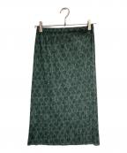 PLEATS PLEASEプリーツプリーズ）の古着「総柄プリーツスカート/Pleated Skirt」｜グリーン