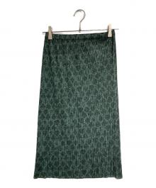 PLEATS PLEASE（プリーツプリーズ）の古着「総柄プリーツスカート/Pleated Skirt」｜グリーン
