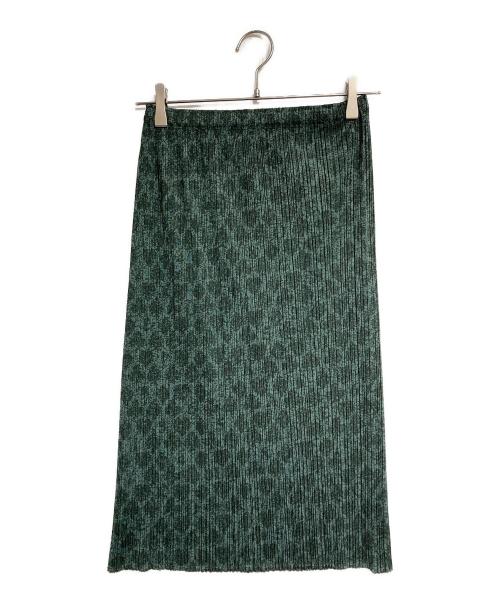 PLEATS PLEASE（プリーツプリーズ）PLEATS PLEASE (プリーツプリーズ) 総柄プリーツスカート/Pleated Skirt グリーン サイズ:3の古着・服飾アイテム