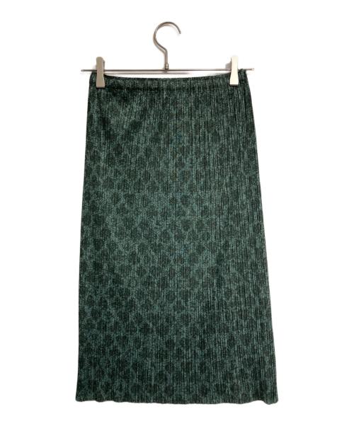 PLEATS PLEASE（プリーツプリーズ）PLEATS PLEASE (プリーツプリーズ) 総柄プリーツスカート/Pleated Skirt グリーン サイズ:3の古着・服飾アイテム