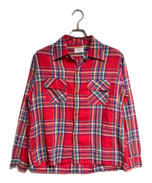 town topic（タウントピック）TOWN TOPIC (タウントピック) ヴィンテージオープンカラーシャツ/vintage open-collar shirt レッド サイズ:Mの古着・服飾アイテム