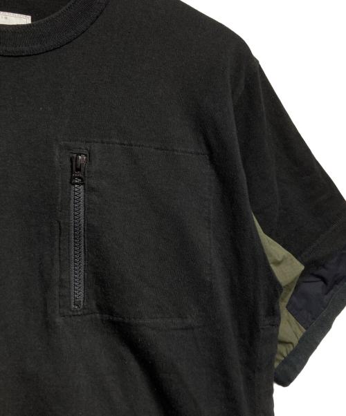 sacai（サカイ）sacai (サカイ) 切替カットソー/Mixed-material top ブラック サイズ:2の古着・服飾アイテム