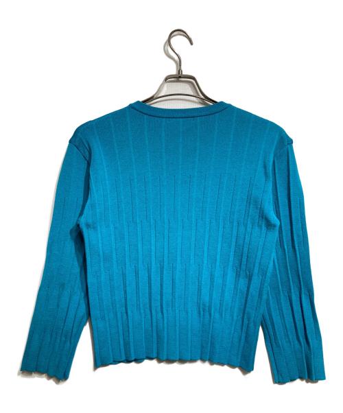 ISSEY MIYAKE（イッセイミヤケ）ISSEY MIYAKE (イッセイミヤケ) プリーツリブニットカーディガン/Pleated rib knit cardigan ブルー サイズ:2の古着・服飾アイテム