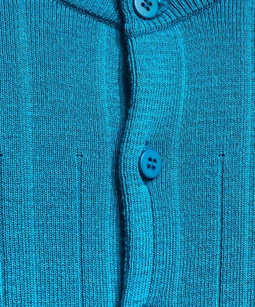 ISSEY MIYAKE（イッセイミヤケ）ISSEY MIYAKE (イッセイミヤケ) プリーツリブニットカーディガン/Pleated rib knit cardigan ブルー サイズ:2の古着・服飾アイテム