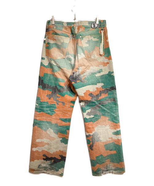 FAF（エフエーエフ）FAF (エフエーエフ) PALETTE art alive CAMO AGED DENIM PANTS/カモエイジドデニムパンツ ブラウン×グリーン サイズ:2の古着・服飾アイテム