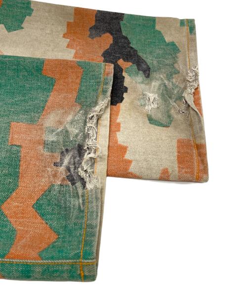 FAF（エフエーエフ）FAF (エフエーエフ) PALETTE art alive CAMO AGED DENIM PANTS/カモエイジドデニムパンツ ブラウン×グリーン サイズ:2の古着・服飾アイテム