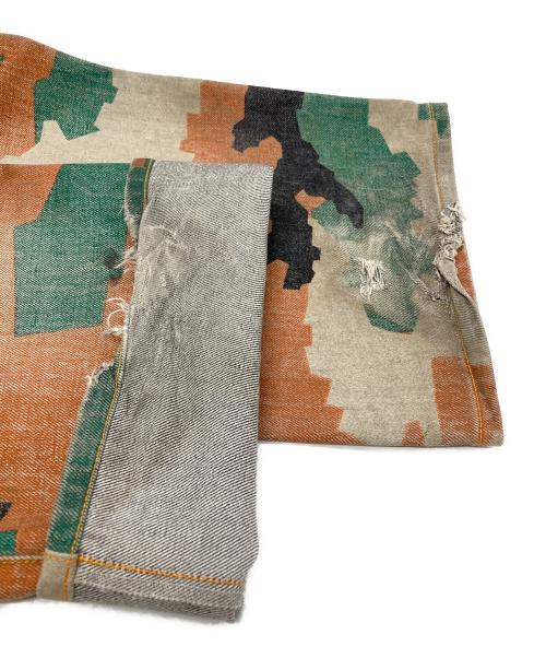 FAF（エフエーエフ）FAF (エフエーエフ) PALETTE art alive CAMO AGED DENIM PANTS/カモエイジドデニムパンツ ブラウン×グリーン サイズ:2の古着・服飾アイテム