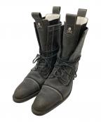HIROMU TAKAHARAヒロムタカハラ）の古着「スカル刺繍レースアップブーツ/skull embroidered lace-up boots」｜ブラック