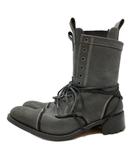 HIROMU TAKAHARA（ヒロムタカハラ）HIROMU TAKAHARA (ヒロムタカハラ) スカル刺繍レースアップブーツ/skull embroidered lace-up boots ブラック サイズ:41の古着・服飾アイテム