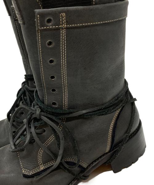 HIROMU TAKAHARA（ヒロムタカハラ）HIROMU TAKAHARA (ヒロムタカハラ) スカル刺繍レースアップブーツ/skull embroidered lace-up boots ブラック サイズ:41の古着・服飾アイテム