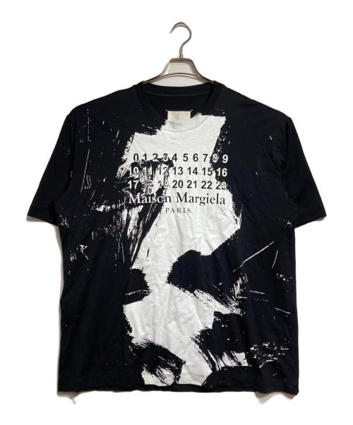 Maison Margiela（メゾンマルジェラ）Maison Margiela (メゾンマルジェラ) カレンダーロゴペンキ加工Tシャツ/paint splatter T-shirt ブラック サイズ:XLの古着・服飾アイテム