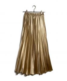 UN3D.（アンスリード）の古着「メタリックプリーツスカート/metallic pleated skirt」｜ベージュ