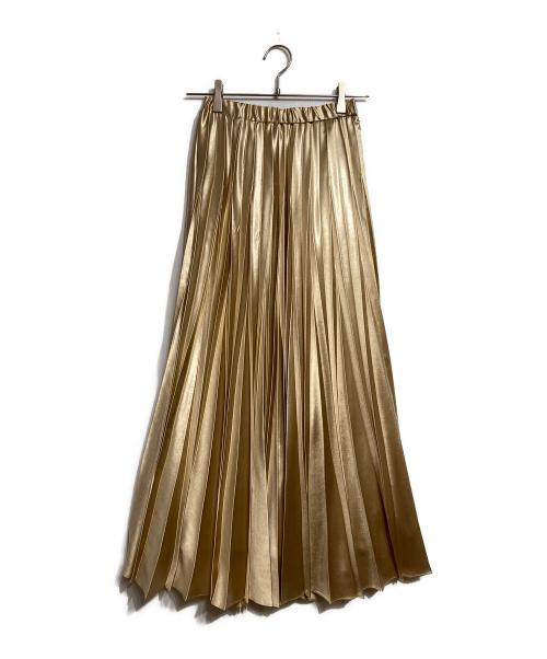 UN3D.（アンスリード）UN3D. (アンスリード) メタリックプリーツスカート/metallic pleated skirt ベージュ サイズ:36の古着・服飾アイテム