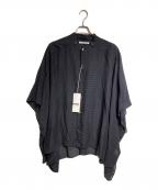 seven by sevenセブンバイセブン）の古着「チェックシアーポンチョシャツ/Checked sheer poncho shirt」｜ネイビー