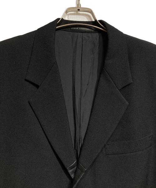 Y's（ワイズ）Y's (ワイズ) アーミーギャバジン3Bレザーフラップジャケット/Three-Button Flapped Pocket Jacket ブラック サイズ:3の古着・服飾アイテム