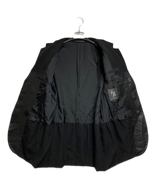 Y's（ワイズ）Y's (ワイズ) アーミーギャバジン3Bレザーフラップジャケット/Three-Button Flapped Pocket Jacket ブラック サイズ:3の古着・服飾アイテム