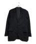 Y's（ワイズ）の古着「アーミーギャバジン3Bレザーフラップジャケット/Three-Button Flapped Pocket Jacket」｜ブラック