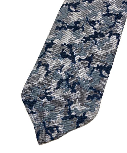 HERMES（エルメス）HERMES (エルメス) ジャガードカモフラージュ柄ネクタイ/Jacquard camouflage tie ブルー×グレー サイズ:－の古着・服飾アイテム