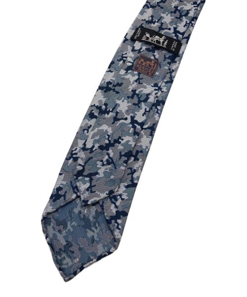 HERMES（エルメス）HERMES (エルメス) ジャガードカモフラージュ柄ネクタイ/Jacquard camouflage tie ブルー×グレー サイズ:－の古着・服飾アイテム