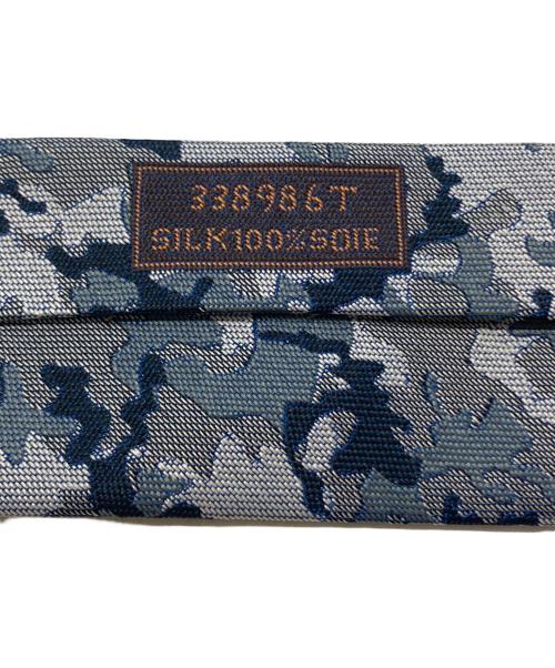 HERMES（エルメス）HERMES (エルメス) ジャガードカモフラージュ柄ネクタイ/Jacquard camouflage tie ブルー×グレー サイズ:－の古着・服飾アイテム