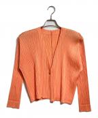 PLEATS PLEASEプリーツプリーズ）の古着「プリーツカーディガン / Pleated Cardigan」｜オレンジ