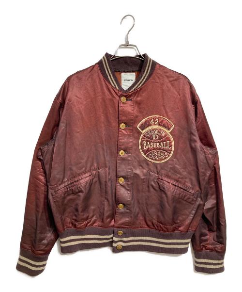BOWWOW（バウワウ）BOWWOW (バウワウ) BASEBALL CHAMPION SATIN J/ベースボール チャンピオン サテン ジャケットACKET AGED ボルドー サイズ:Lの古着・服飾アイテム