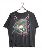 AMERICAN THUNDERアメリカンサンダー）の古着「スカル×スネーク×サンダーTシャツ/AMERICAN Thunder」｜ブラック