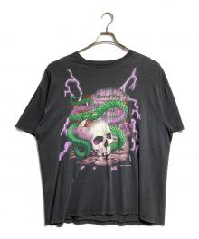 AMERICAN THUNDER（アメリカンサンダー）の古着「スカル×スネーク×サンダーTシャツ/AMERICAN Thunder」｜ブラック