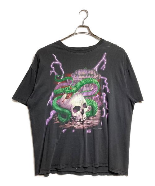 AMERICAN THUNDER（アメリカンサンダー）AMERICAN THUNDER (アメリカンサンダー) スカル×スネーク×サンダーTシャツ/AMERICAN Thunder ブラック サイズ:不明の古着・服飾アイテム
