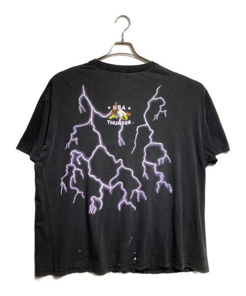 AMERICAN THUNDER（アメリカンサンダー）AMERICAN THUNDER (アメリカンサンダー) スカル×スネーク×サンダーTシャツ/AMERICAN Thunder ブラック サイズ:不明の古着・服飾アイテム