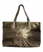 GUCCIグッチ）の古着「GGスプリームPVCトートバッグ/Gucci GG Supreme PVC tote bag」｜ゴールド