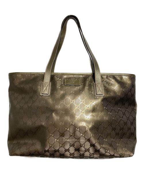 GUCCI（グッチ）GUCCI (グッチ) GGスプリームPVCトートバッグ/Gucci GG Supreme PVC tote bag ゴールドの古着・服飾アイテム