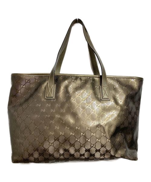 GUCCI（グッチ）GUCCI (グッチ) GGスプリームPVCトートバッグ/Gucci GG Supreme PVC tote bag ゴールドの古着・服飾アイテム