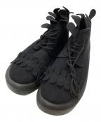 BELLY BUTTONベリーボタン）の古着「フェルトデザインレースアップブーツ/Felt design lace-up boots」｜ブラック