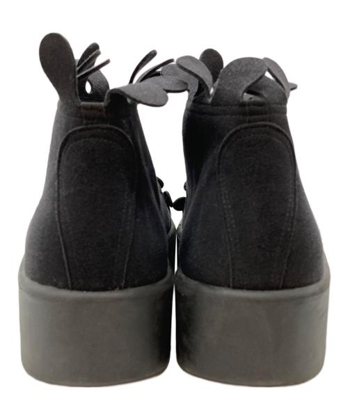 BELLY BUTTON（ベリーボタン）BELLY BUTTON (ベリーボタン) フェルトデザインレースアップブーツ/Felt design lace-up boots ブラック サイズ:26㎝の古着・服飾アイテム