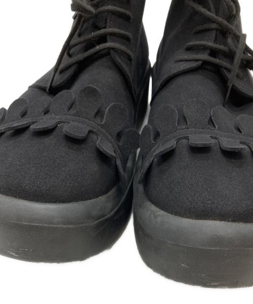 BELLY BUTTON（ベリーボタン）BELLY BUTTON (ベリーボタン) フェルトデザインレースアップブーツ/Felt design lace-up boots ブラック サイズ:26㎝の古着・服飾アイテム