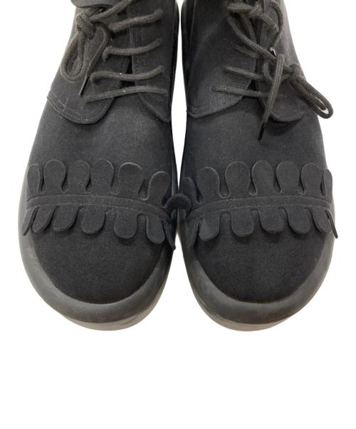 BELLY BUTTON（ベリーボタン）BELLY BUTTON (ベリーボタン) フェルトデザインレースアップブーツ/Felt design lace-up boots ブラック サイズ:26㎝の古着・服飾アイテム