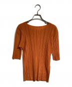 PLEATS PLEASEプリーツプリーズ）の古着「プリーツカットソー/Pleated cut-and-sew」｜オレンジ