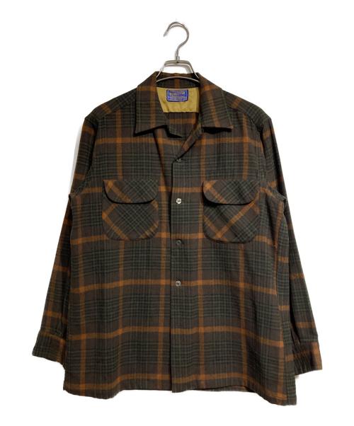PENDLETON（ペンドルトン）PENDLETON (ペンドルトン) チェックウールボードシャツ/Plaid wool board shirt ブラウン サイズ:Mの古着・服飾アイテム