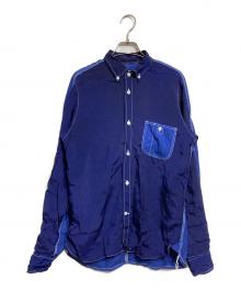 COMME des GARCONS HOMME（コムデギャルソン オム）の古着「コットンリネン×キュプラ切替ステッチシャツ/Long sleeve shirt」｜ネイビー