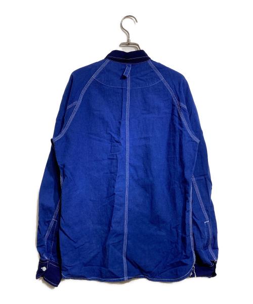 COMME des GARCONS HOMME（コムデギャルソン オム）COMME des GARCONS HOMME (コムデギャルソン オム) コットンリネン×キュプラ切替ステッチシャツ/Long sleeve shirt ネイビー サイズ:XSの古着・服飾アイテム