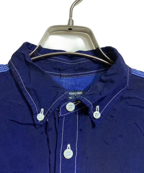 COMME des GARCONS HOMME（コムデギャルソン オム）COMME des GARCONS HOMME (コムデギャルソン オム) コットンリネン×キュプラ切替ステッチシャツ/Long sleeve shirt ネイビー サイズ:XSの古着・服飾アイテム