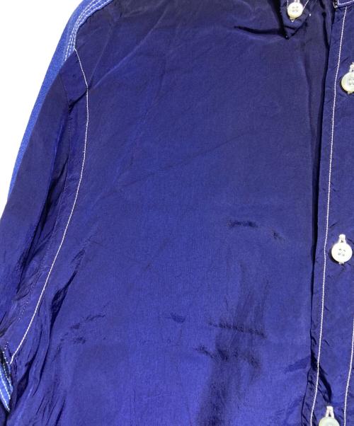 COMME des GARCONS HOMME（コムデギャルソン オム）COMME des GARCONS HOMME (コムデギャルソン オム) コットンリネン×キュプラ切替ステッチシャツ/Long sleeve shirt ネイビー サイズ:XSの古着・服飾アイテム